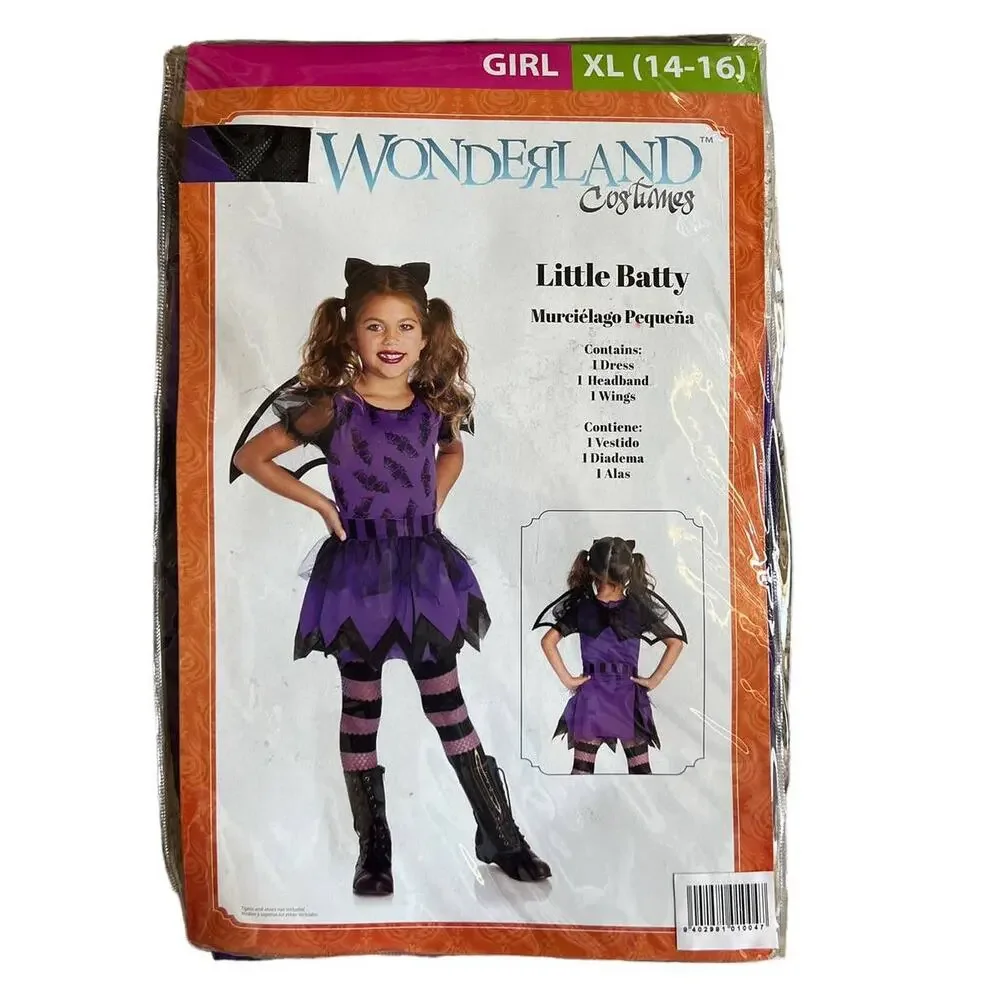 NEW Wonderland Costumes Little Batty Bat Halloween Costume XL 14-16